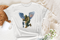 American Soldier Angel Man Praying PNG, USA Flag, Patriotic Product Image 2