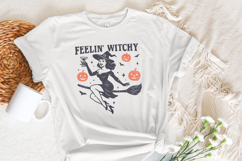 Feelin&#039; Witchy PNG, Retro Witch Halloween PNG, Vintage Pin Product Image 3