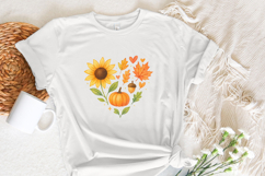 Cozy Autumn Watercolor Pumpkin Clipart PNG, Sunflower, Fall Product Image 3
