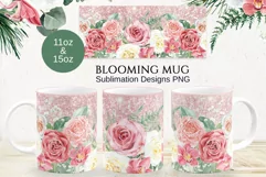 Blossom Glitter Mug Sublimation Designs JPG, 11 & 15oz mug Product Image 1