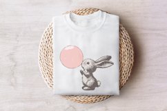Retro Easter Bunny Blowing Bubble PNG, Funny Easter , Product Image 7