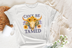 Can&#039;t Be Tamed Bull Skull Png, Western Cowgirl Png, Boho Product Image 3