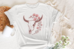 Boho Western Skull PNG, Floral Horns Tumbler PNG Digital Product Image 4
