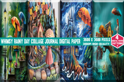 Whimsy Rainy Day Collage Journal Digital Paper Background pn Product Image 8