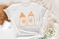 Cozy Ghost Coffee PNG, Cute Ghosts With Winter Hats, Autumn Product Image 2