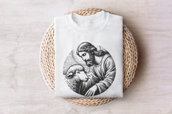 Jesus and Sheep PNG Design, Faithful Shepherd Graphic, Product Image 7