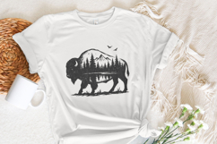Bison Double Exposure PNG, Nature Mountain Forest Wildlife Product Image 4