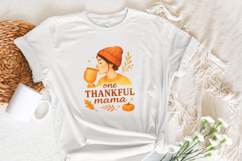 One Thankful Mama PNG Tee, Cute Fall Pumpkin Shirt PNG, Product Image 4