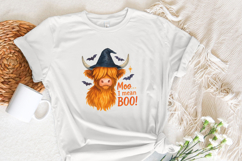 Moo... I Mean Boo! Highland Cow Halloween PNG, Witch Hat Product Image 5