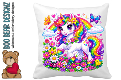 Magical rainbow Unicorn, Cute Floral Unicorn Product Image 1