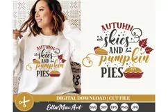 Autumn skies and pumpkin pies SVG, Fall svg, Autumn SVG, PNG Product Image 1