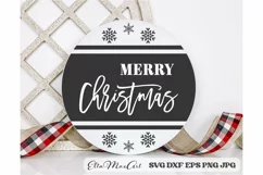 Merry Christmas SVG, Christmas Round Sign SVG, Door Hangers Product Image 1