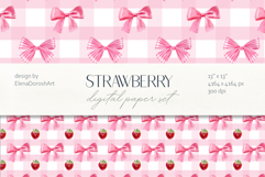 Watercolor Strawberry Digital Paper Pack Product Image 4