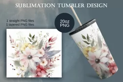 Watercolor Flowers Tumbler Sublimation 20oz|Floral design Product Image 2