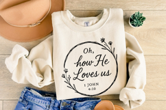 Oh, How He Loves Us PNG, 1 John 4:10 Bible Verse, Christian Product Image 7