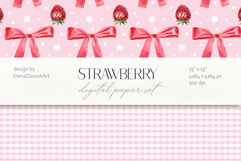 Watercolor Strawberry Digital Paper Pack Product Image 2