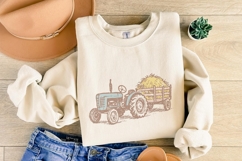 Vintage Tractor and Hay Trailer PNG, Farmhouse Rustic Product Image 3