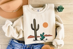 Cactus and Desert Sun PNG, Vintage Southwestern Saguaro Product Image 5