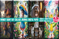 Whimsy Rainy Day Collage Journal Digital Paper Background pn Product Image 9
