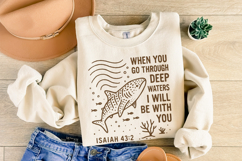 When You Go Through Deep Waters PNG, Isaiah 43:2 Bible Product Image 5