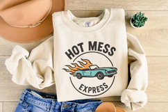 Hot Mess Express PNG, Funny Retro Car PNG, Digital Product Image 2