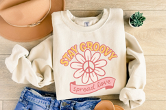 Stay Groovy Spread Love PNG, Retro Daisy Peace Sign PNG, Product Image 3