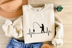 Fishing Heartbeat PNG, Fisherman Silhouette Digital Product Image 2
