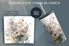Tumbler sublimation design with wildflowers, PNG files 20oz Product Image 2