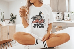 Haunting Season PNG, Duck Halloween Shirt, Pumpkin Spider Product Image 6