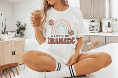 A Little Bit Dramatic PNG, Retro Rainbow Shirt Design, Cute Product Image 4