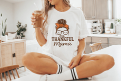 One Thankful Mama PNG, Thanksgiving Shirt PNG, Pumpkin Fall Product Image 4
