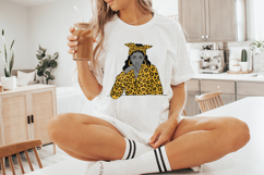 Stylish Woman with Yellow Leopard Print PNG, Trendy Girl Product Image 5