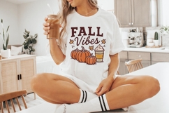 Fall Vibes PNG, Autumn Pumpkins And Coffee Cup, Cozy Fall Product Image 4