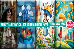 Whimsy Rainy Day Collage Journal Digital Paper Background pn Product Image 10
