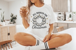 All Booked For Christmas PNG, Book Lover Christmas Wreath Product Image 9