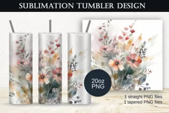 Tumbler sublimation design with wildflowers, PNG files 20oz Product Image 1
