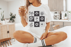 Taupe Checkered Boho Flower PNG, Neutral Daisy Design, Product Image 4