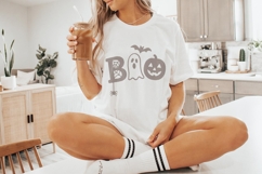 Boo Ghost Pumpkin Cute Halloween Shirt PNG, Retro Fall Product Image 3