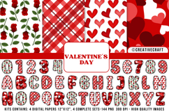 Valentines Day Digital Papers, valentines day doodle letters Product Image 1
