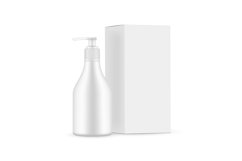 Plastic Cosmetic Bottle Mockup With Pump, Paper Box Product Image 1