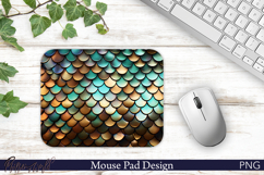 Teal &amp; Copper Scale Art Mouse Pad Design Product Image 1
