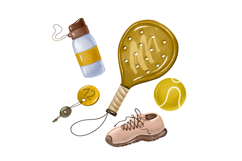 WINNER’S COURT Hand-Drawn Golden Tennis Clipart Product Image 11