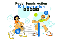 10 Padel Tennis Action Illustration Product Image 1