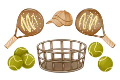 Vintage Tennis Clipart Rackets, Balls, Cap & Basket Product Image 2