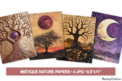 Vintage Nature Junk Journal Pages, Witchy Occult Tree Moon Product Image 1