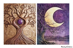 Vintage Nature Junk Journal Pages, Witchy Occult Tree Moon Product Image 2