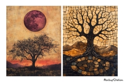 Vintage Nature Junk Journal Pages, Witchy Occult Tree Moon Product Image 3