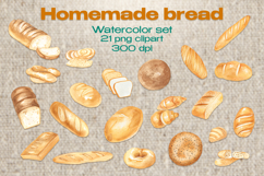 Homemade bread, Watercolor Cliparts, Set Product Image 1
