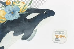 Killer whale watercolor clipart. Sea animal character design Product Image 2