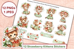 Cute Strawberry Kitten Stickers at Chuckleberry Farm PNG Product Image 1